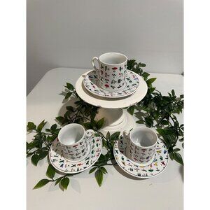 Egyptian Hieroglyphic Tea Cup & Saucer Set Of 3